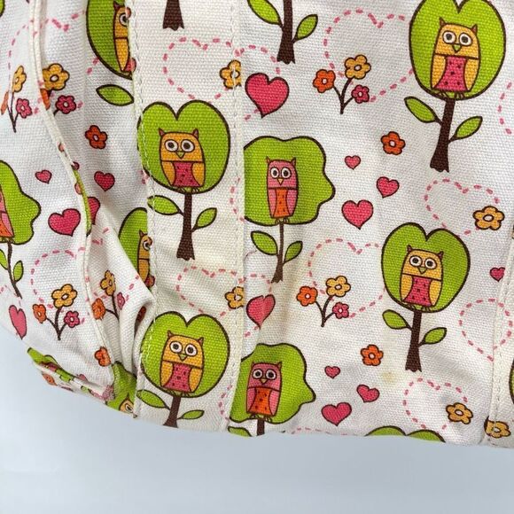 Sugarbooger Owl Tree Print Tote Shoulder Bag Lined Pockets Canvas Green - Picture 10 of 16